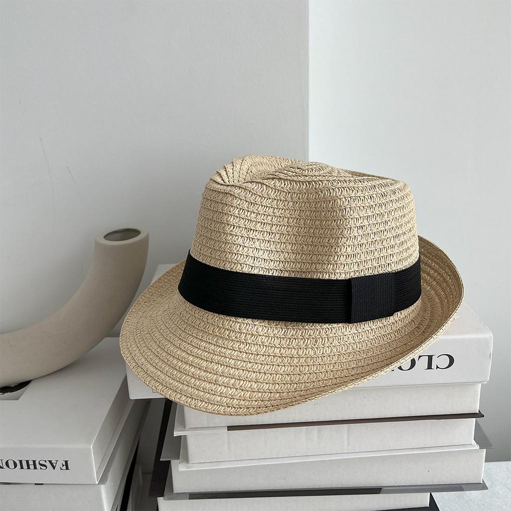 Summer parent-child children straw hat men's and women's jazz top hat baby trendy hat sunshade sunscreen travel beach hat