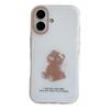 Minimalist Brown Polka Dot Little Bear Chain Phone Case for iPhone 17/16 Pro Max/15 Pro