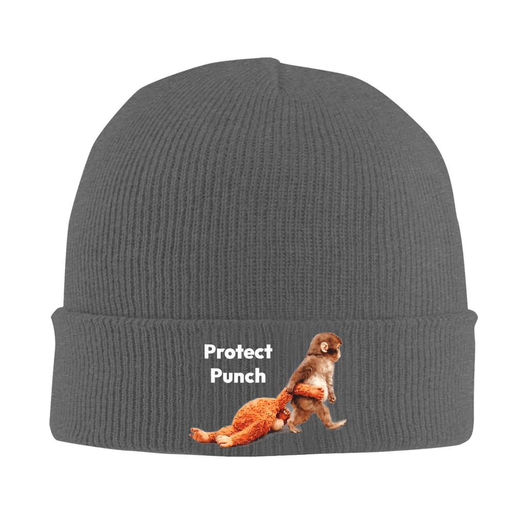 Punch Monkey 2 Mützen Bonnets für Damen Herren Unisex Lustige Hippie Strickmützen Frühling Design Warme Weiche Kappen