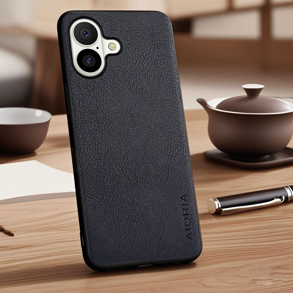 Case for iPhone 17 Air 16 15 14 13 Pro Max Plus Vegan Faux Lychee Pebbled Leather Cover Funda for iPhone 17 Pro Max Case Capa