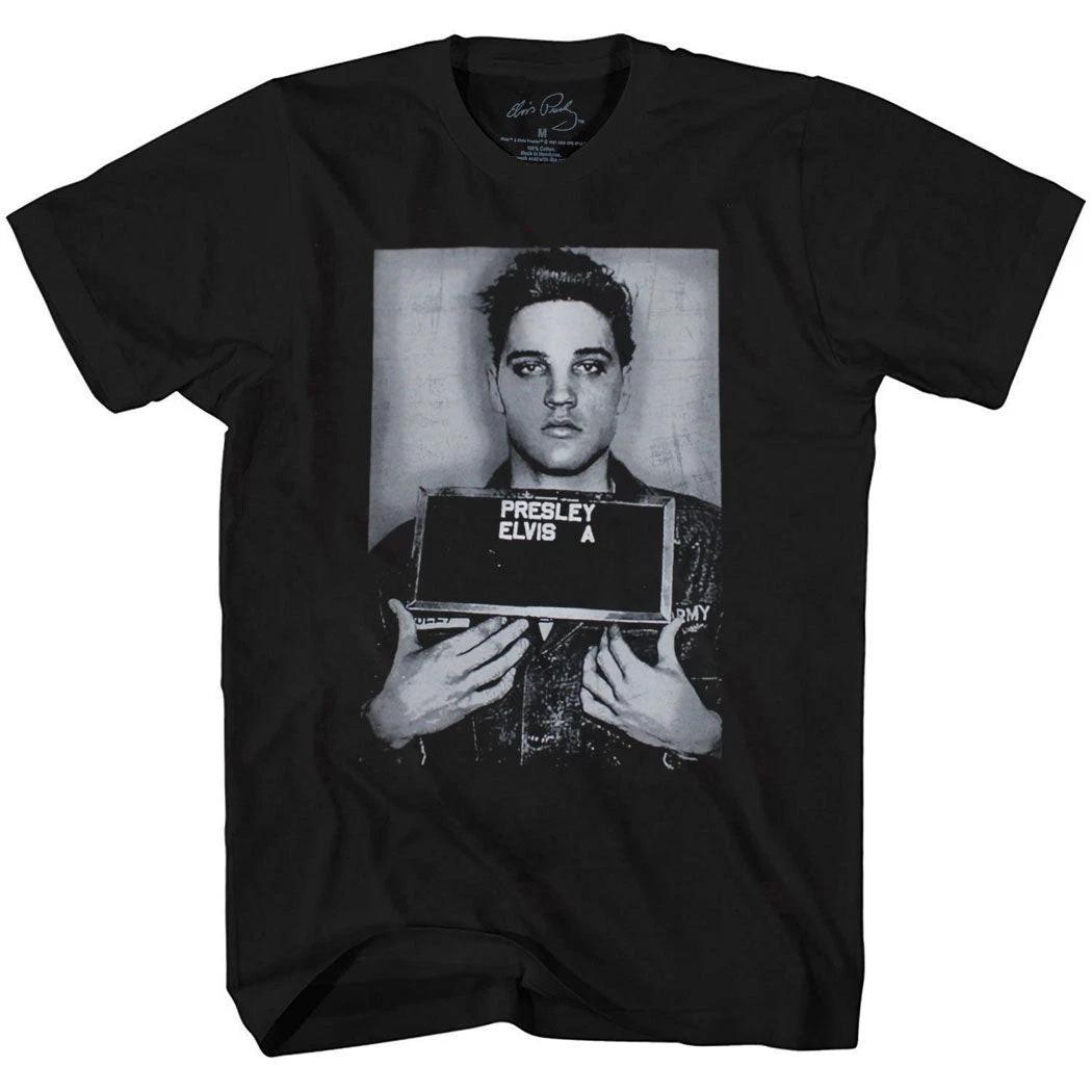 Elvis Presley Army Mugshot Rock n  Roll 100% Cotton T-shirt Mens Tees Top 3XL