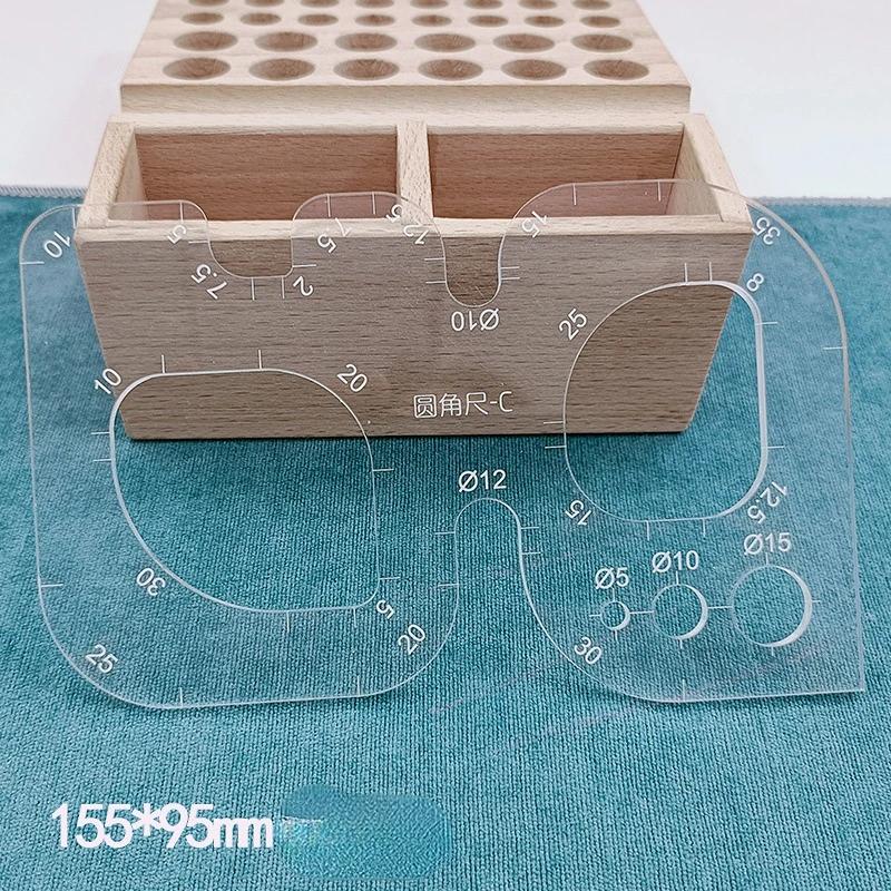 4Styles Acrylic Rounded Corner Ruler Handmade R Rulers Leather Pattern Drawing Ruler Full Size Template DIY Handmade Tools