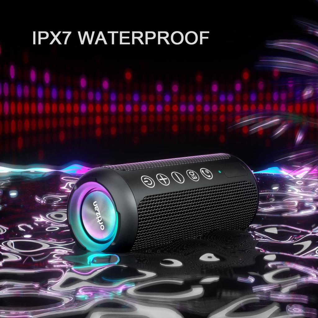 רמקול בלוטות' נייד Ortizan X8 X10 Pro עם סאונד סטריאו 40W, בס עשיר, עמיד במים IPX7, 30 שעות זמן נגינה, אורות בצבעים מעורבים, 3 מצבי EQ