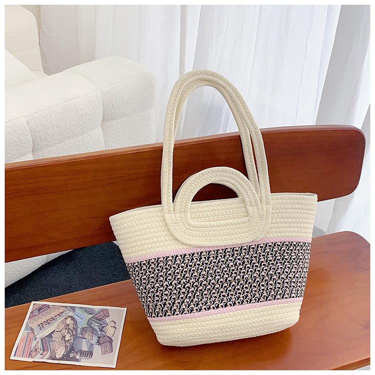 Large-capacity bag women's spring and summer new shoulder handheld woven straw bag seaside vacation beach bag