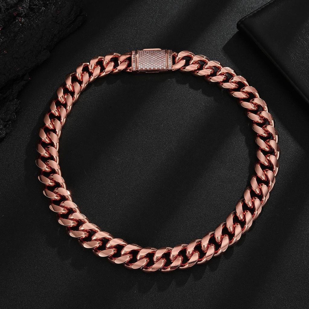 Fashion European and American Trendy Flip Buckle Miami 12MM Bracelet Necklace Chain