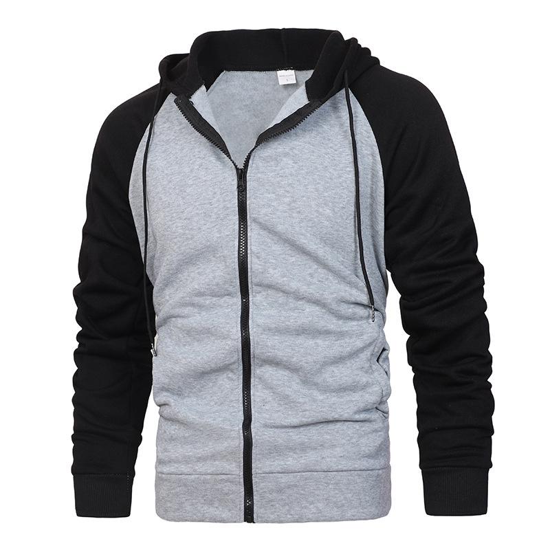 2024 Men's Color Block Raglan Sleeve Hoodie: Autumn/Winter European & American Fashion Casual Sports Top