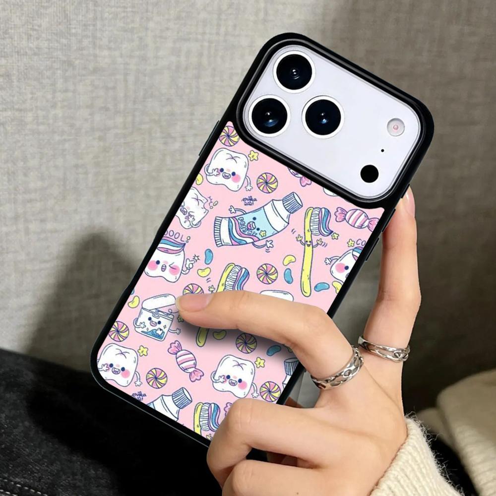 Capa Case for iPhone 17 Air 16 Pro Max 15 Plus 11 13 Mini 14 12 Back Phone Cover Cute Tooth Dentist
