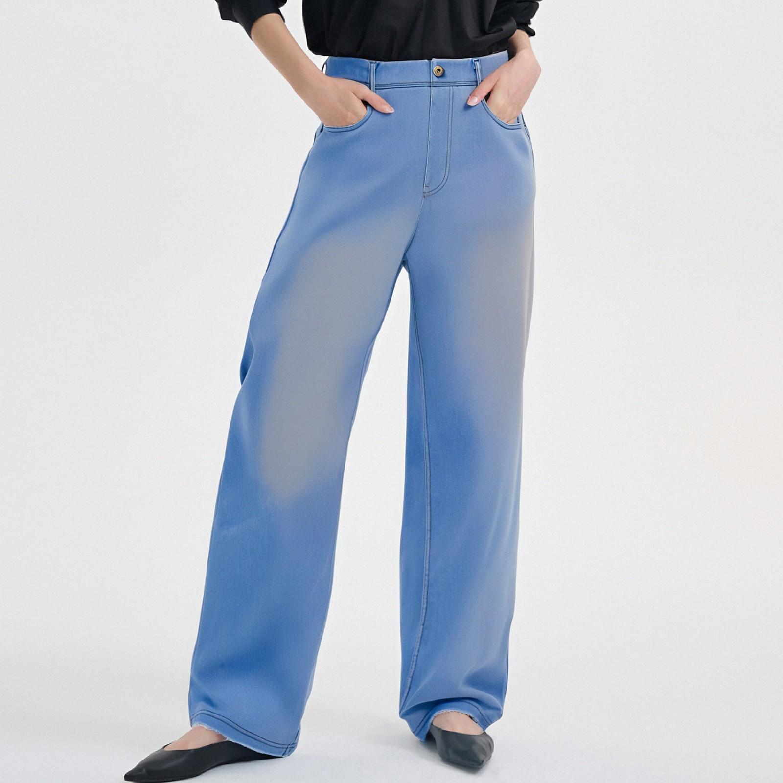 

Women s Fashion Straight Casual Vintage Draped Stretch Denim Sweatpants XXL світло-синій колір