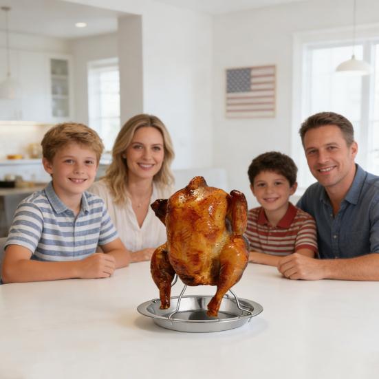 Grilled Chicken Plate Even Heat Distribution Juicy Meat Folding Design Dishwasher Safe Grill Rack Poultry Roasting Accessory