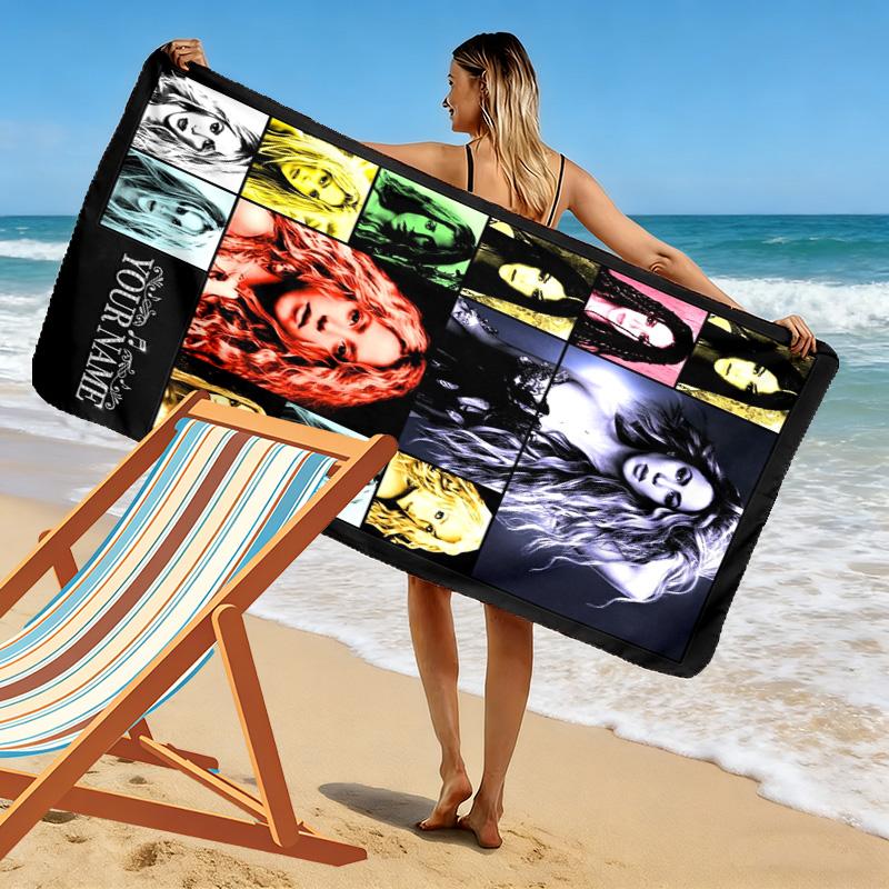 Name Custom Shakira Print Beach Towel, Large Soft Quick Dry Towel for Beach Camping Swimming
