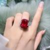 Luxury Black Gold Plated Ring Retro European Style Exaggerated Square Fake Ruby Jewelry for Women