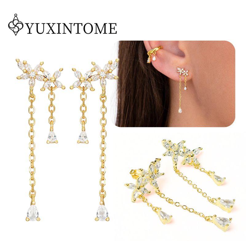 Dames 925 Zilveren Oorstekers Kristal Zirconia Waterdruppels Stud Hoops Goud Huggie Oorbellen Premium Luxe Feest Sieraden