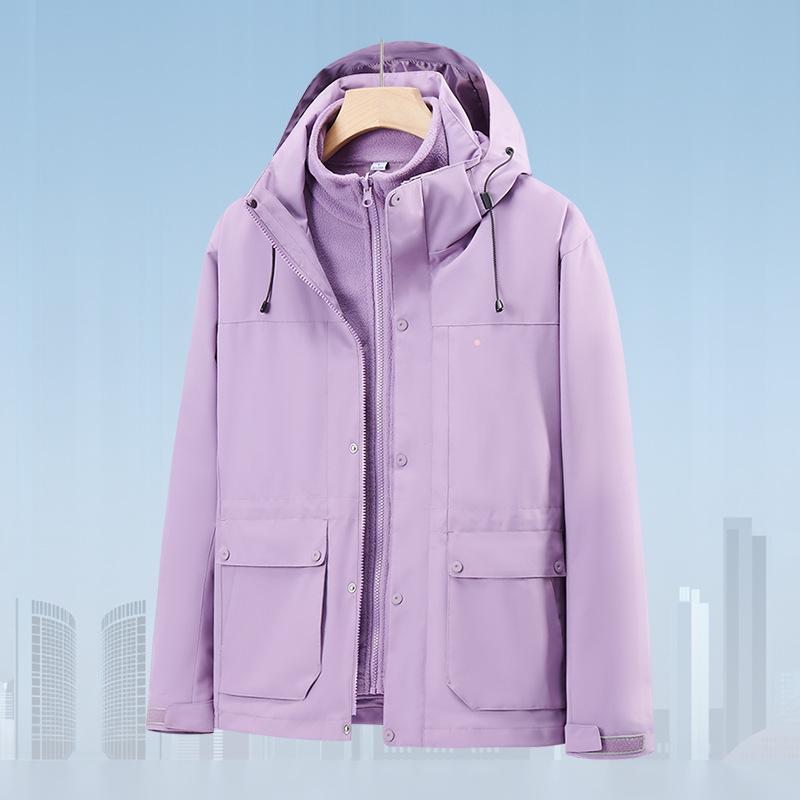 Unisex Three-in-One Windproof Mountaineering Jacket Set with Embroidered Logo