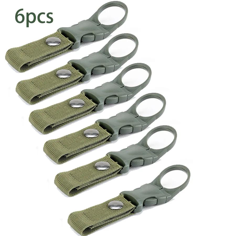 

6pcs Camping Webbing Buckle Hook Water Bottle Holder Clip Outdoor Military Nylon EDC Climb Carabiner Belt Backpack Hanger