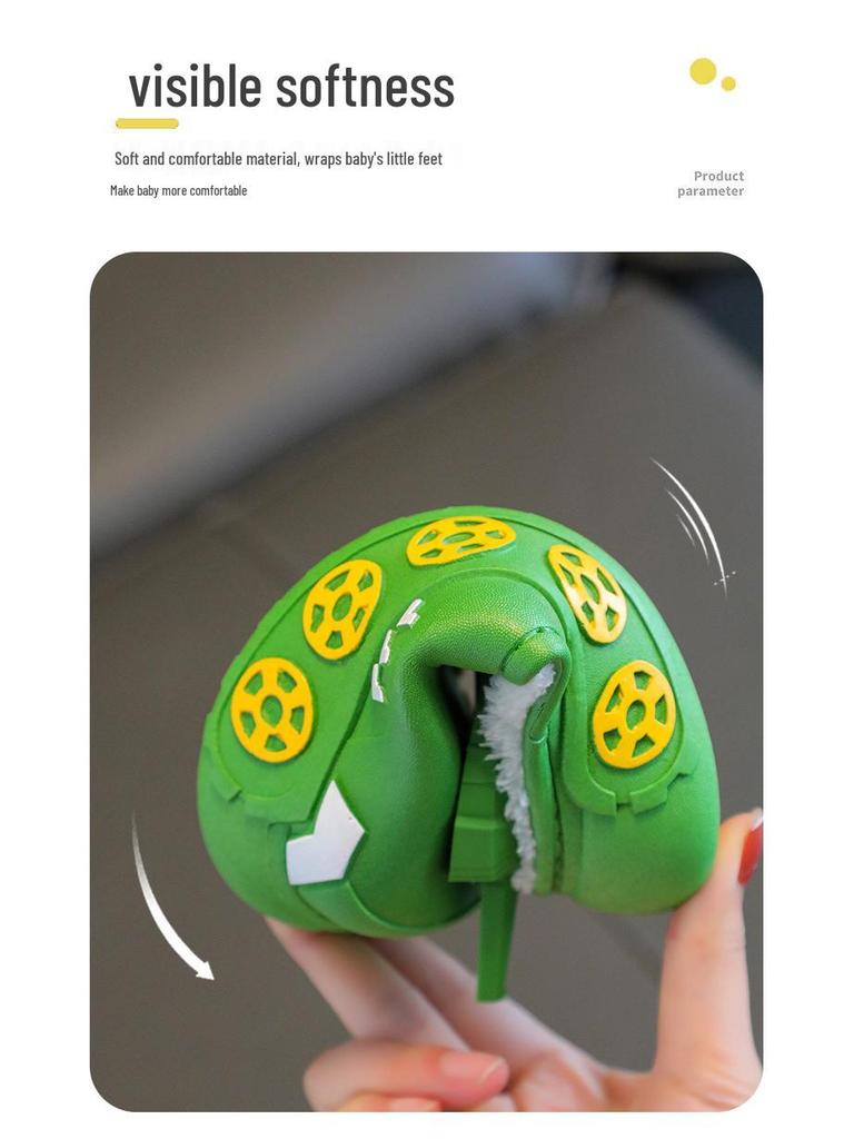 Children's Cute Cartoon Tank Rocket Velvet Warm Winter Slippers