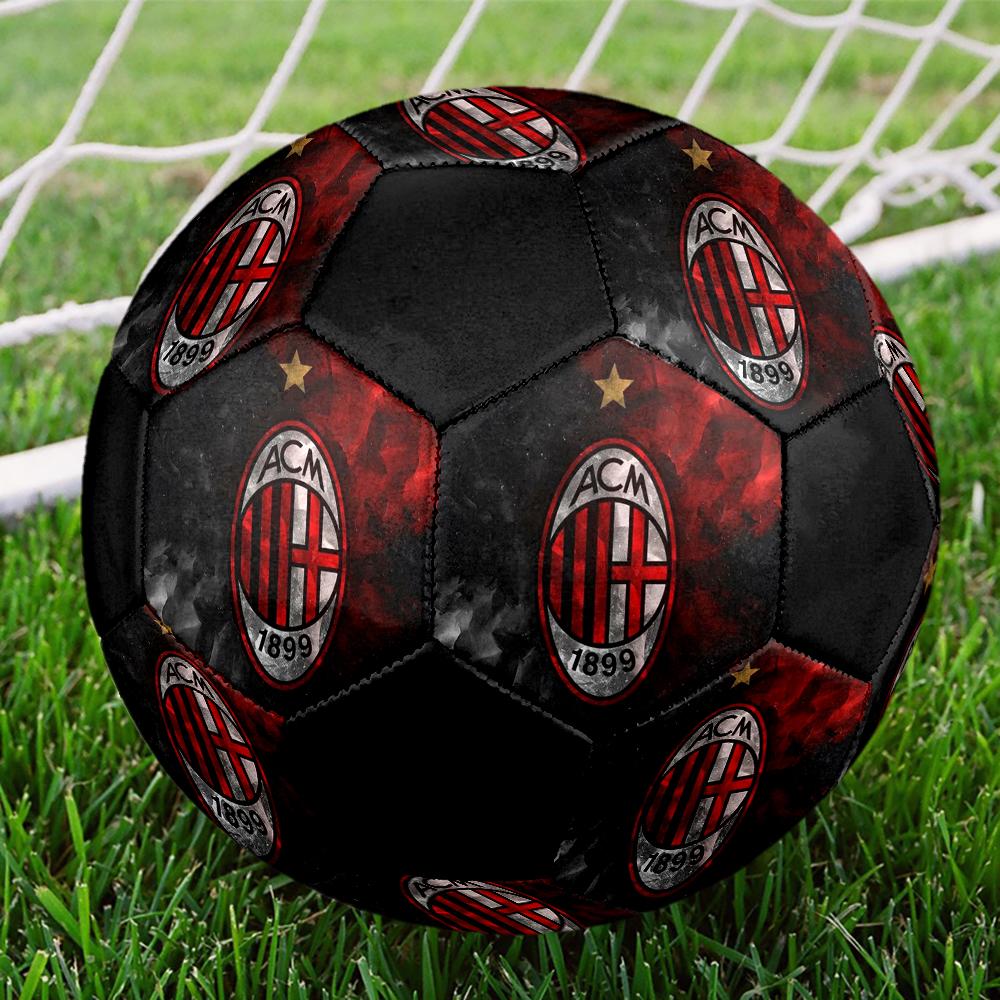 Pallone da Calcio Logo AC Milan, colorato, adatto a tutte le età, cucito a macchina, materiale PVC, qualità da competizione, durevole e ad alto rimbalzo