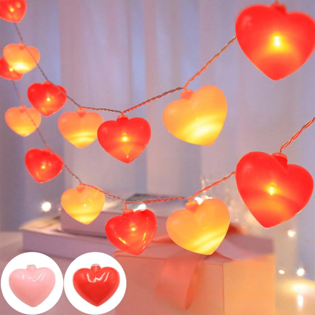 Two-color Heart-shaped String Lights, In Red, 6.6 Feet LED String Lights, Suitable For Valentine's Day Decorations, Bedroom Wall Decorations, Wedding