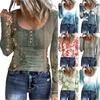 Women's And Winter Tops Fashionable Women's Loose T-Shirts Casual Printed Button Long Sleeve Tops