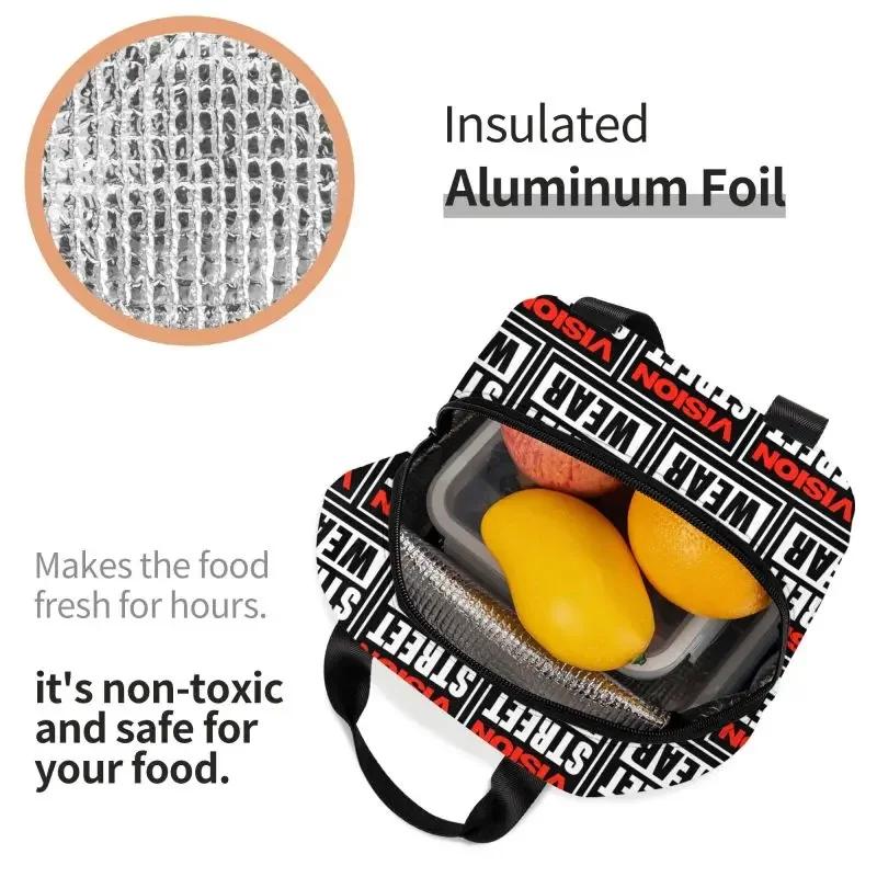 Vision Street Wear Thermal Insulated Lunch Bag Women Resuable Tote for Work School Travel Storage Food Bento Box