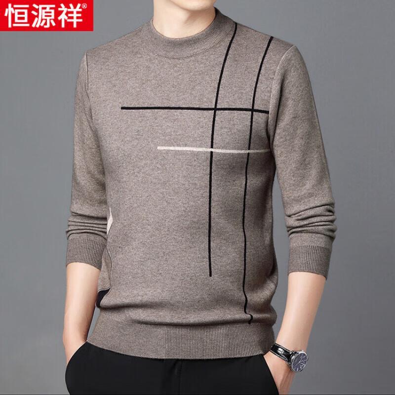 Hengyuanxiang Men's Winter Thickened Loose Fit Round Neck Pullover Sweater