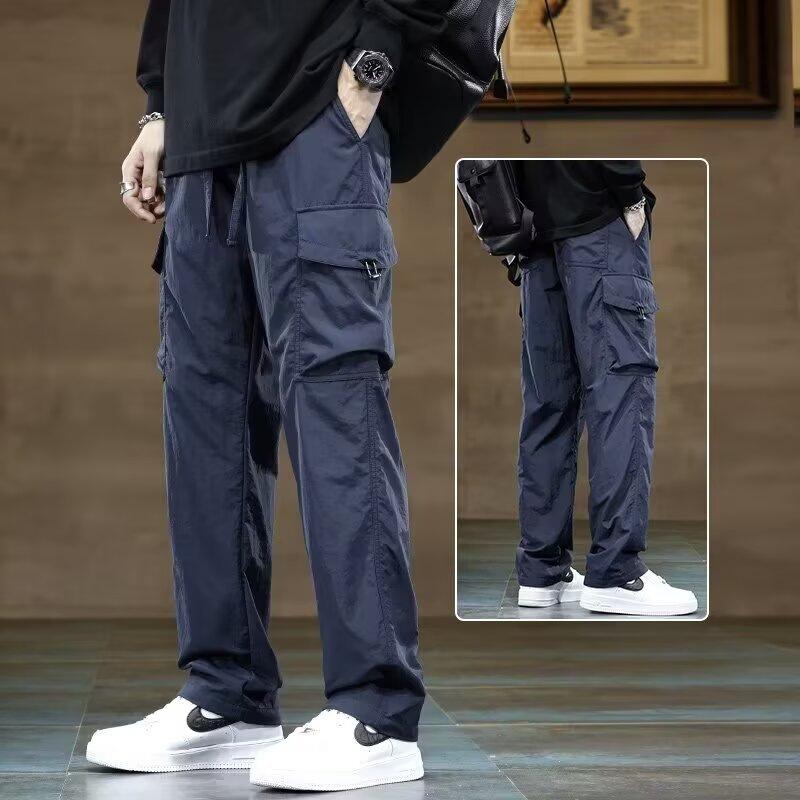 Functional Wind Overalls Boys Spring and Autumn Loose Straight Outdoor Mountaineering Wide Leg Charge Pants Men's Casual Pants