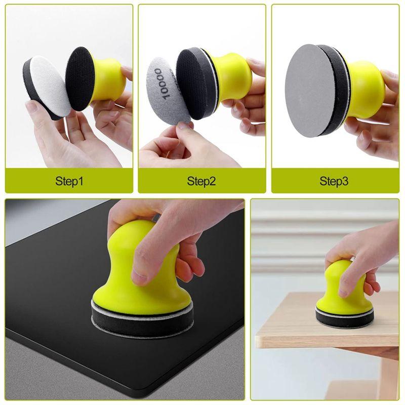AT21-131 Pcs 3 Inch Sanding Discs With 60-10000 Grit Sandpaper, Car Headlight Restoration Kit For Wet Dry Sanding Easy To Use