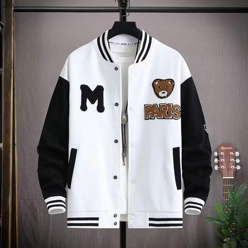 Men's Color-Block Print Baseball Jacket for Students