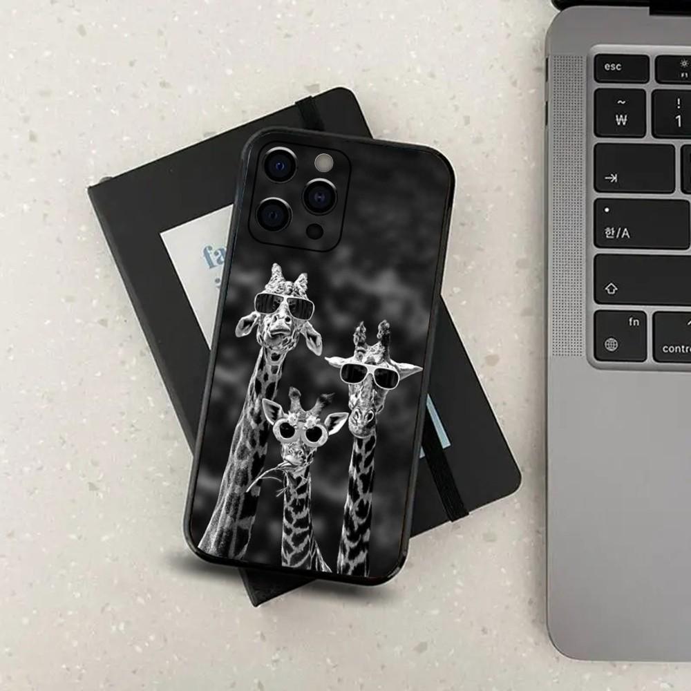 Giraffe Animal Funny Phone Case For Apple iPhone 15,14,13,12,11,Pro,X,XS,Max,XR,Plus,Mini Soft Black Cover