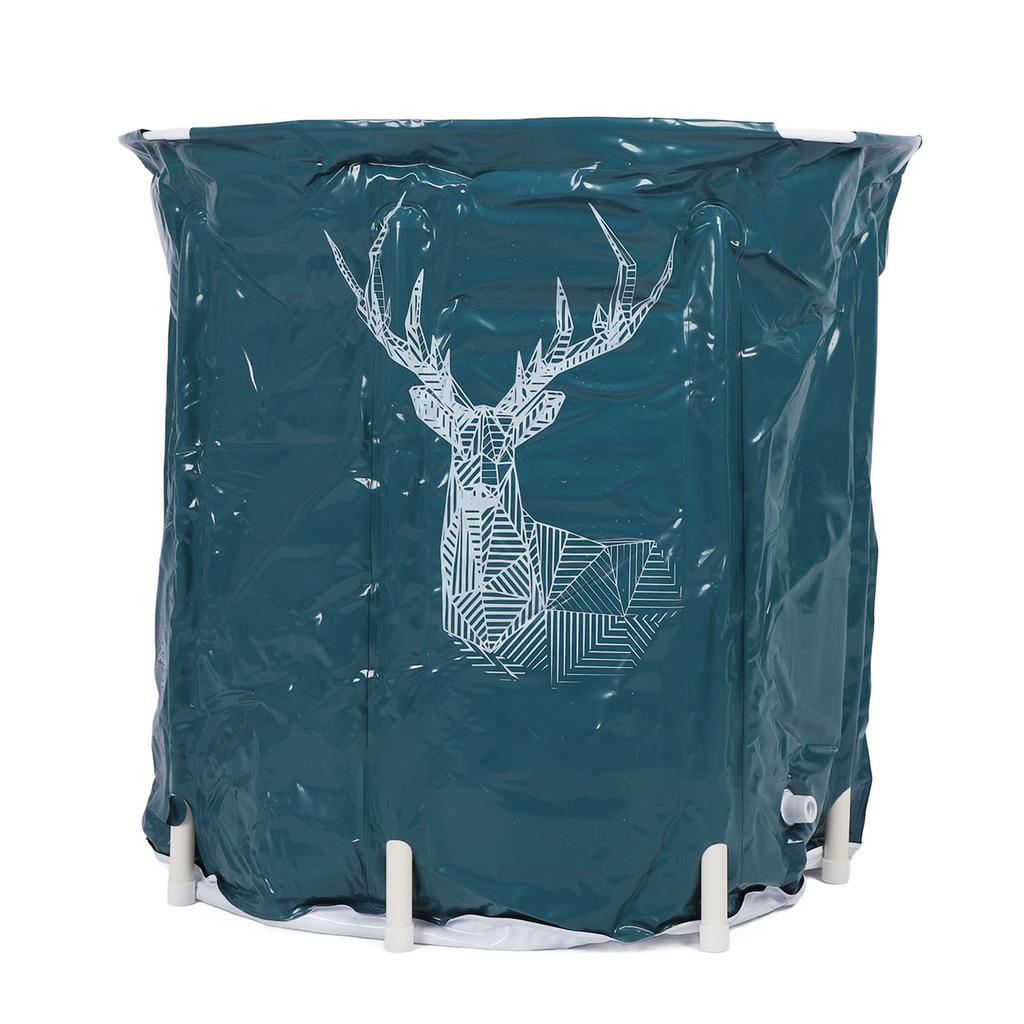 Folding Spa Bath Tub 80L Large Capacity PVC Portable Foldable Soaking Bath Tub with Bracket for