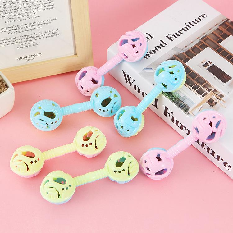 Beruhigendes Babyrasselspielzeug mit doppeltem Kopf - Handliche Glocke Geschenk für Babys