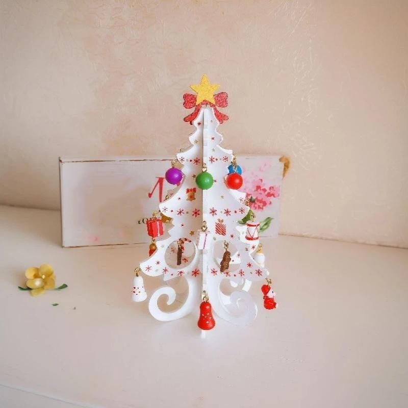 Creative Wooden Christmas Tree Window Shop Mall Desktop Display Props Ornament Holiday Gifts Decoration Ornaments