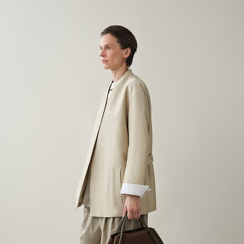 Less 2026 Autumn Stand Collar Loose Jacket