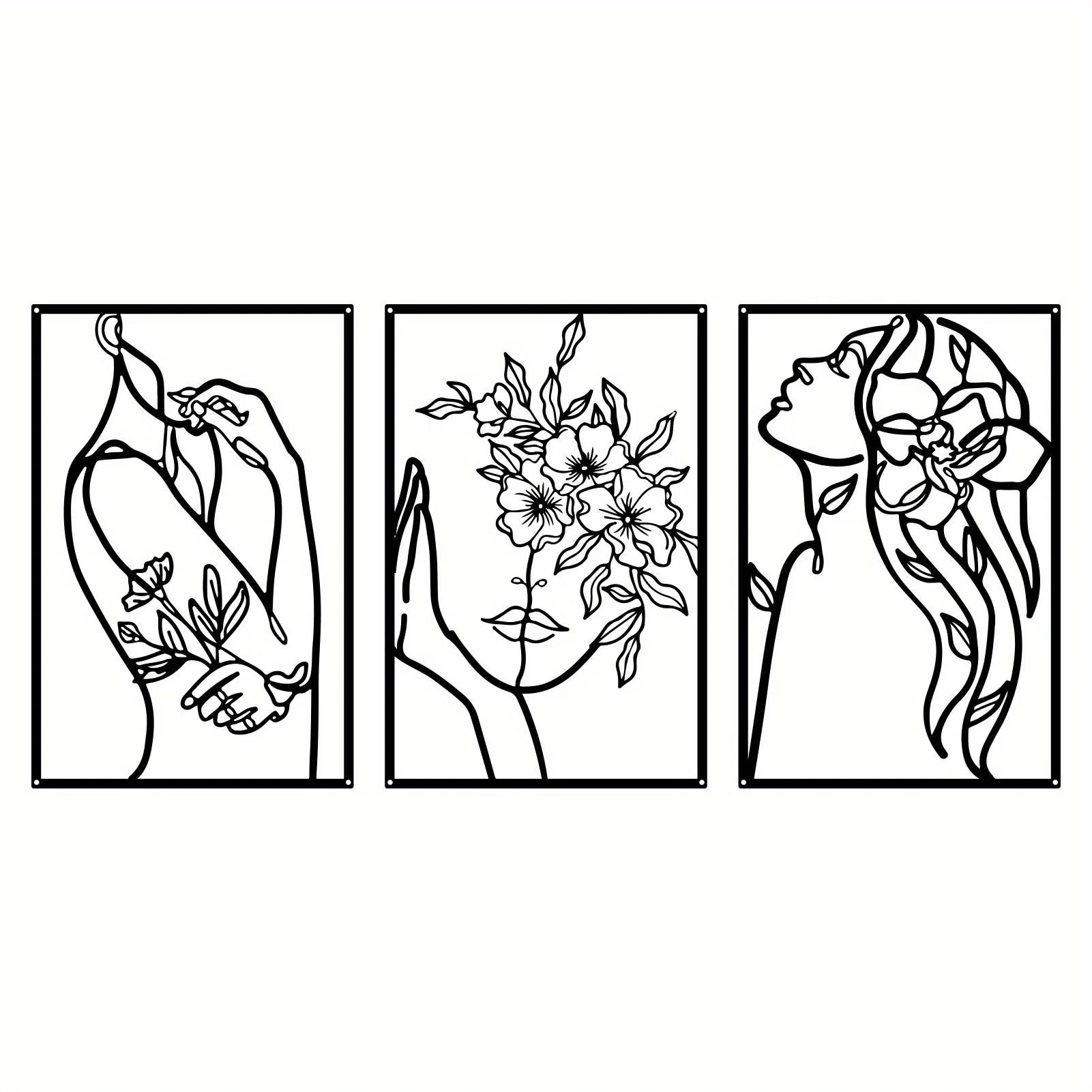 

Набор из 3 предметов: Минималистский набор из абстрактных женских цветов из металла. Идеальный подарок и стильный декор для спальни, ванной комнаты и кухни. светло-серый