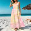Sleeveless Women's Summer Vacation Dress Colorful Gradient Print,Lightweight Flowy Comfy,Perfect for Daily Casual Beach Trips