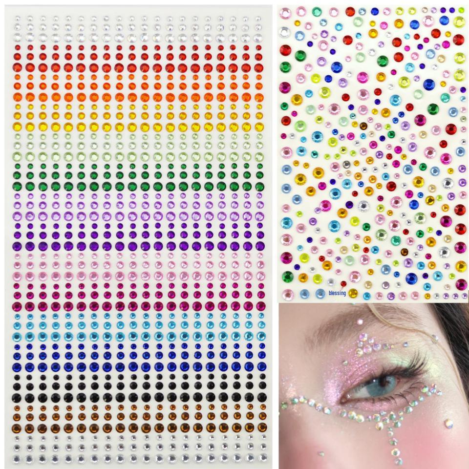 900-Piece Rhinestone Stickers: 15 Colors for Kids' Eye Makeup & Face Decoration