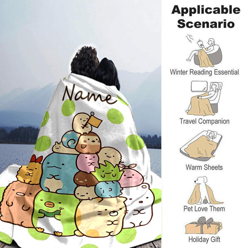Customiz Name Personality Sumikko Gurashi Blanket Soft &Warm Sofa Office Bed Travel Lunch Break Blanket, Gift Suitable All Seasons