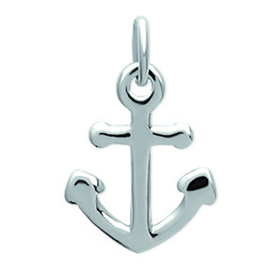 [N6991] - Silver 'Marine Anchor' Silver Pendant (rhodium-plated) - 15x12 Mm