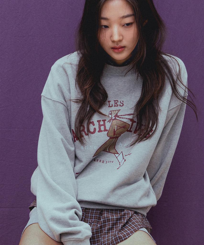 ANNEHEARTS Walking Girl Archive Sweatshirt_Melange