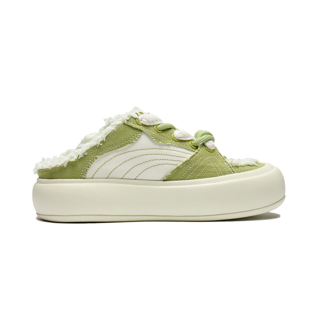 New LiNing Puff Mule Cushioning Wear-Resistant Low-Top Skateboard Shoes Women's Green White AZGU014-4