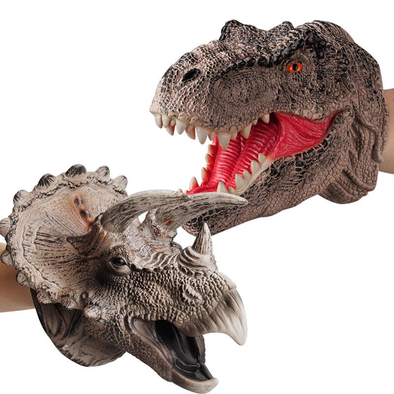 Jurassic Dinosaur Hand Puppets - T-Rex & Shark Plush Toys for Kids Imaginative Play, Parent-Child Role Play Gift Set