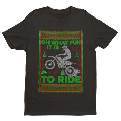Biker Christmas Gift Motorbike T Shirt Oh What Fun It Is To Ride Jumper Style