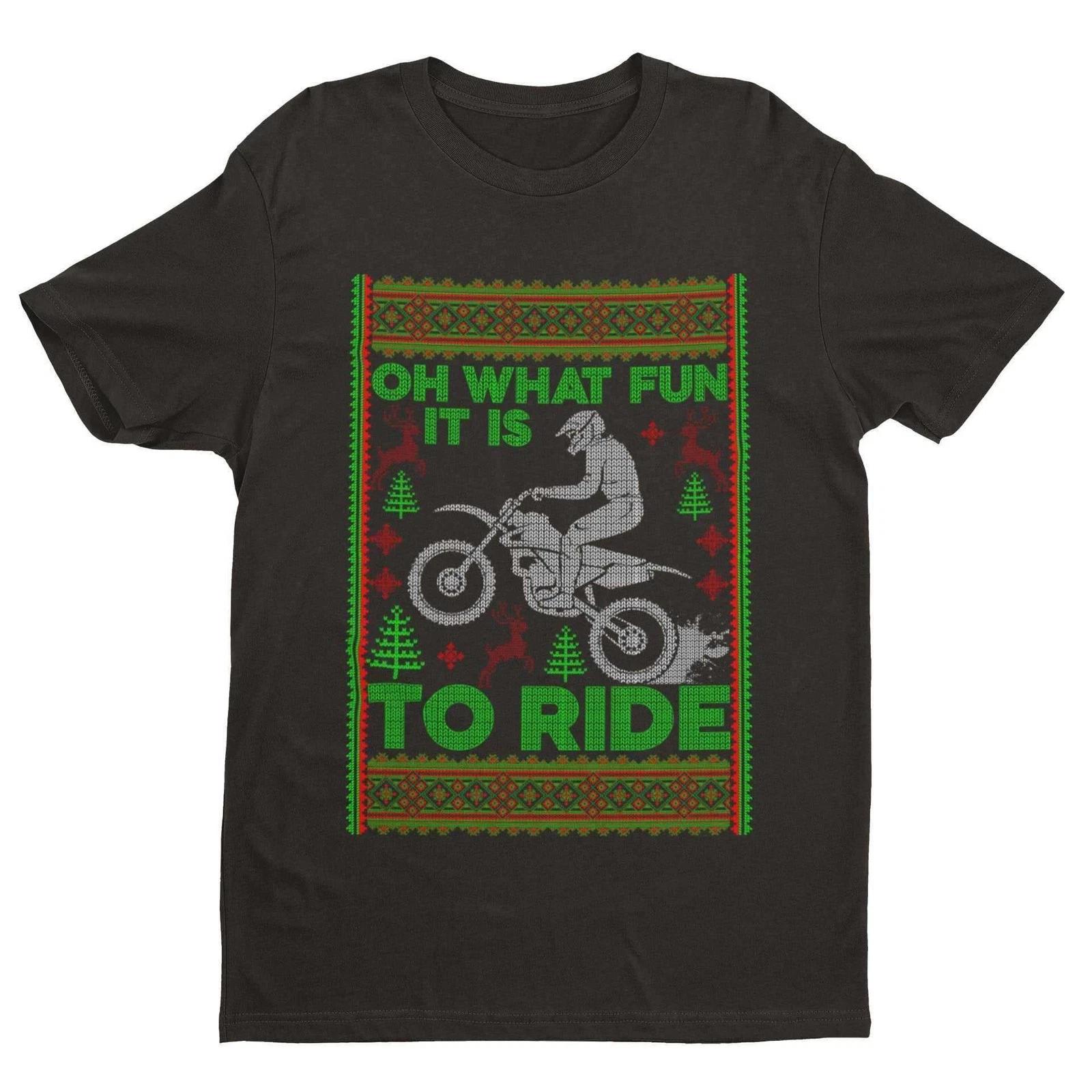 Biker Christmas Gift Motorbike T Shirt Oh What Fun It Is To Ride jumper style S