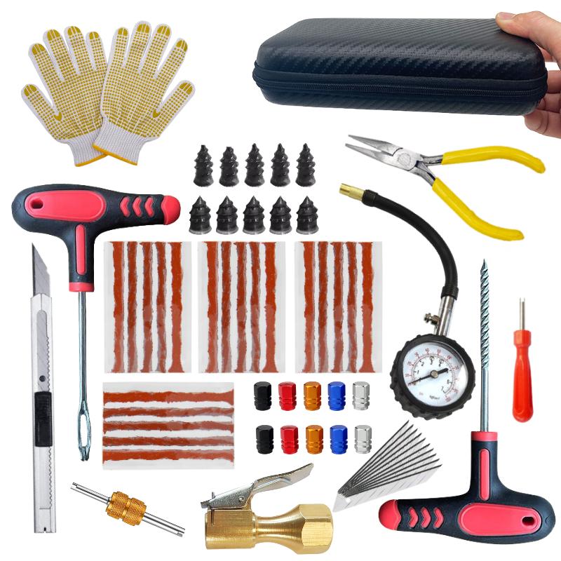 Kit de Reparación de Neumáticos de Coche Nuevo Herramientas de Tapón de Pinchazo Tiras de Neumático de Emergencia para Neumático Universal Kit de Herramientas de Reparación con Pegamento