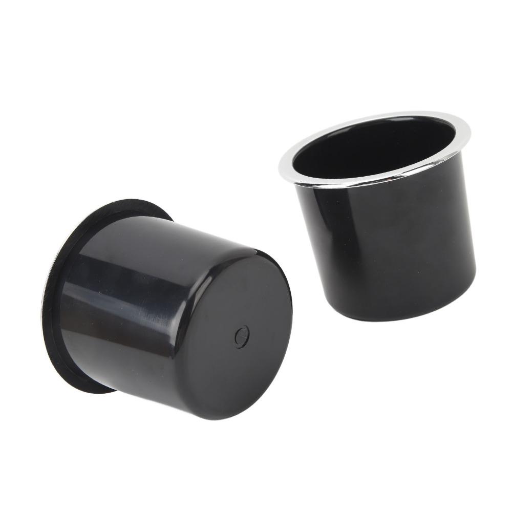 2 Pcs Recessed Black Cup Holder with Silver-plated Edges 73mm Can Holder 2.87 Inch Drink Holder Couch