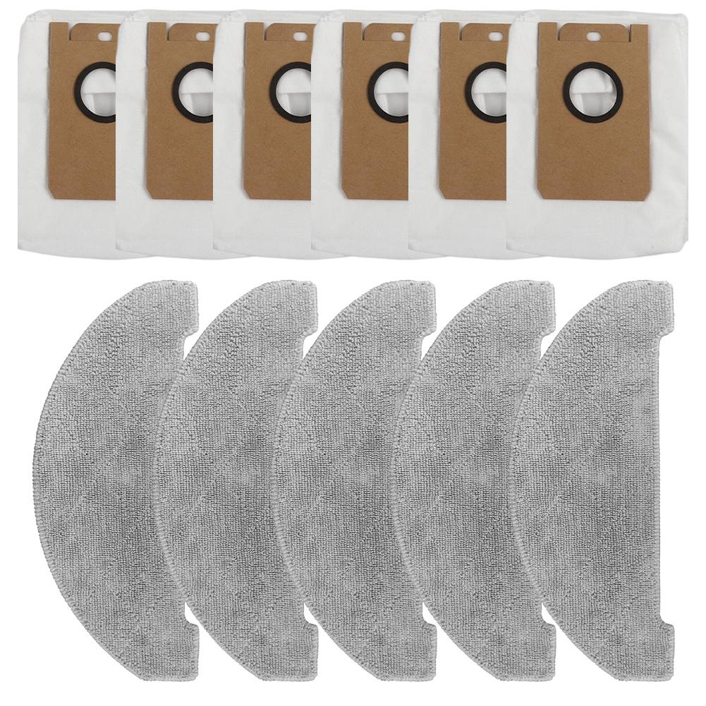 For Cleanova W11 Self-Emptying Robot Vacuum Cleaner, 5 Mop Pads 6 Dust Bags