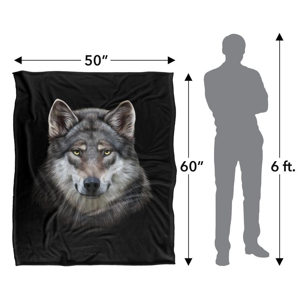 JQ Licensing En Silky Wolf Head Supersoft Blanket