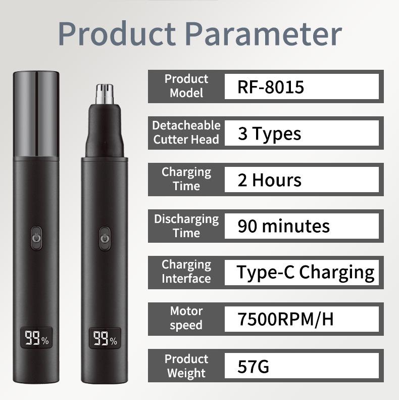 Electric Pen-Shaped 3-in-1 Nose Hair Trimmer, Nasal Cleaner & Waterproof Eyebrow Shaver