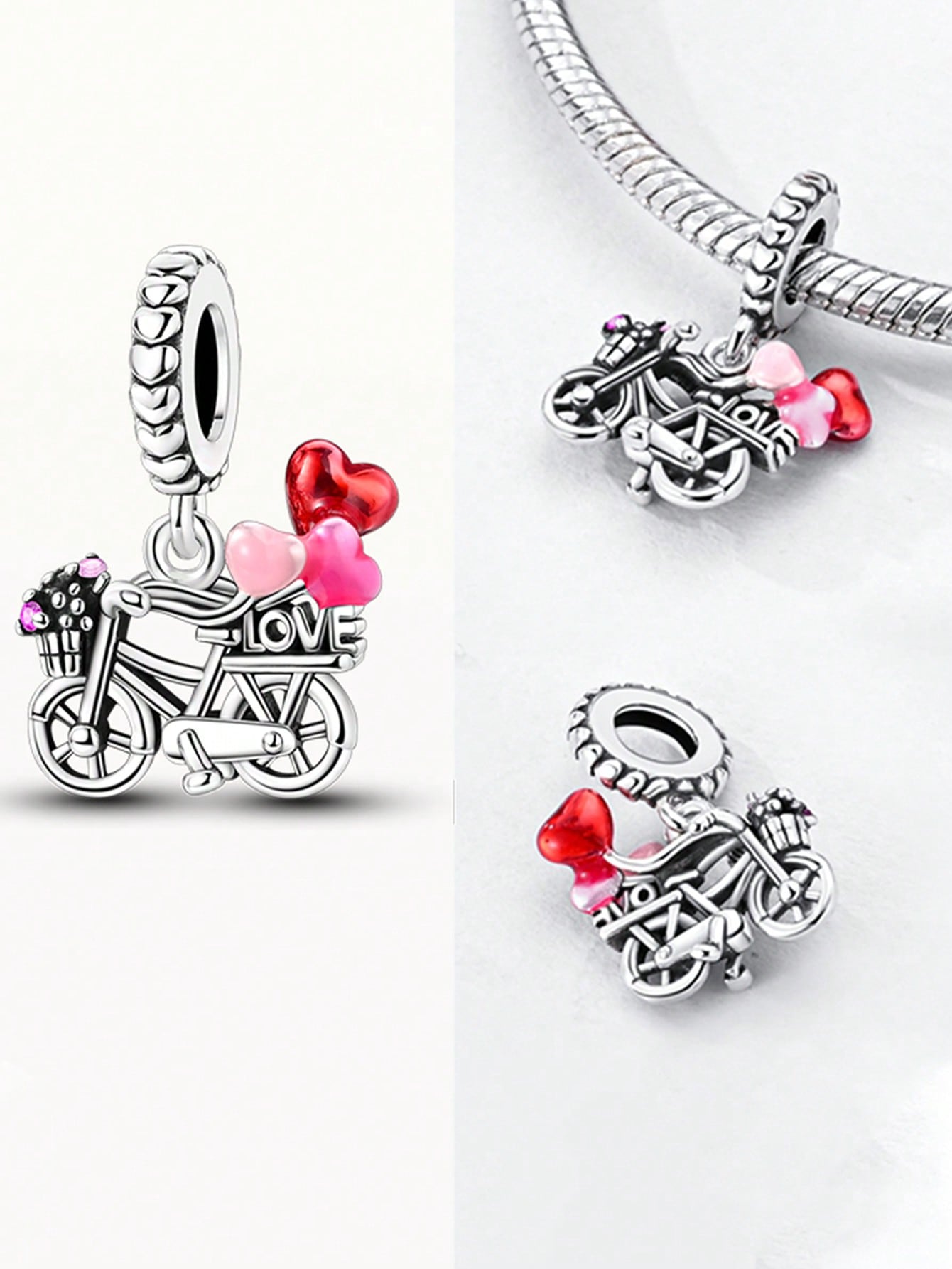 Шармы Серебро Медные Цвета Любовь Велосипед Роза Бусины Шармы Бусины Шарм Подвеска Для Оригинального Браслета Для Женщин DIY Украшения Любовный Подарок