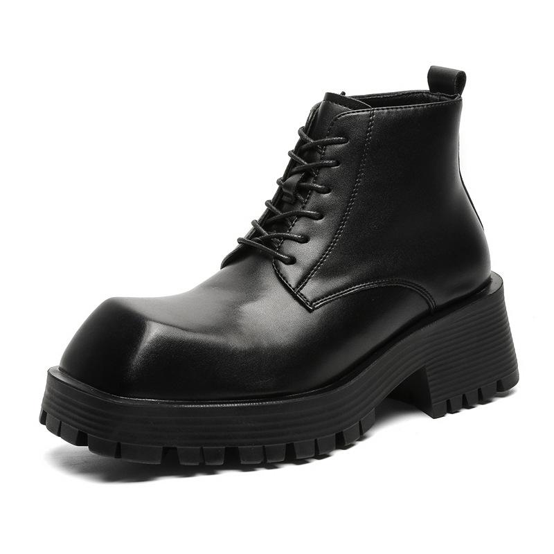 Niche Martin boots square head leather shoes platform heightening versatile British derby shoes hairstylist men's boots 2906-J