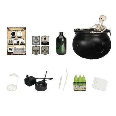 Décorations Intérieur - Décoration Chaudron Avec Chaudron de Sorcière en Plastique Noir et Squelette Machine à Brume LED - Décoration de Fête Vintage Effrayante 50ml